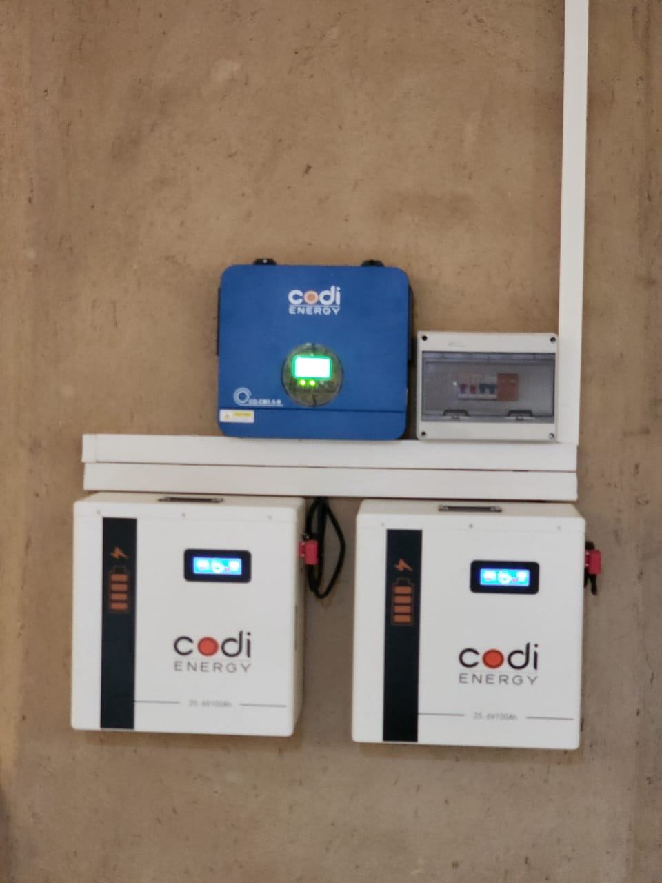 Inverter and battery bank installed indoors