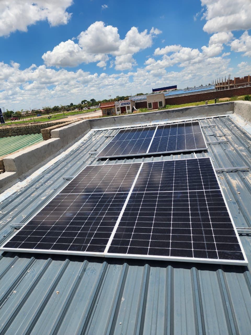 Solar panel array installed on a rural home
