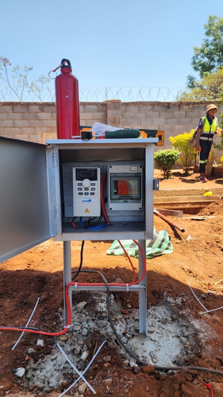 Solar borehole pump running